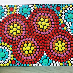 Dot Painting Pointillism Original Art 8&quot; x 12&quot; Mandala Dot Art Dotted Abstract Artwork Trippy Acrylic Psychedelic Canvas Art
