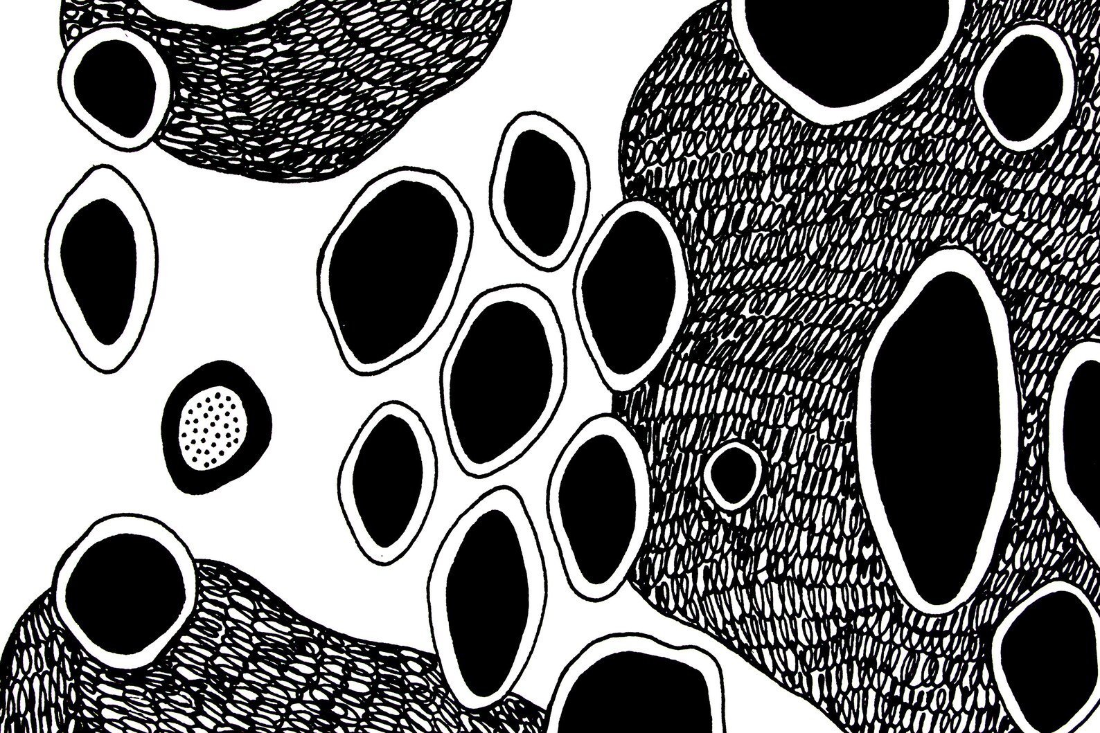 Black and White Geometric Painting Original Art Black Ink Etsy