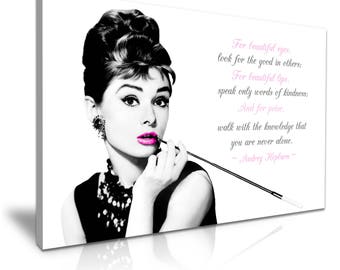 Audrey Hepburn Quote For Beautiful Eyes Canvas Wall Art Picture Print
