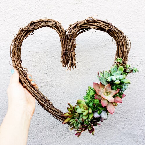 Heart-Shaped shops Succulent Wreath Grapevine