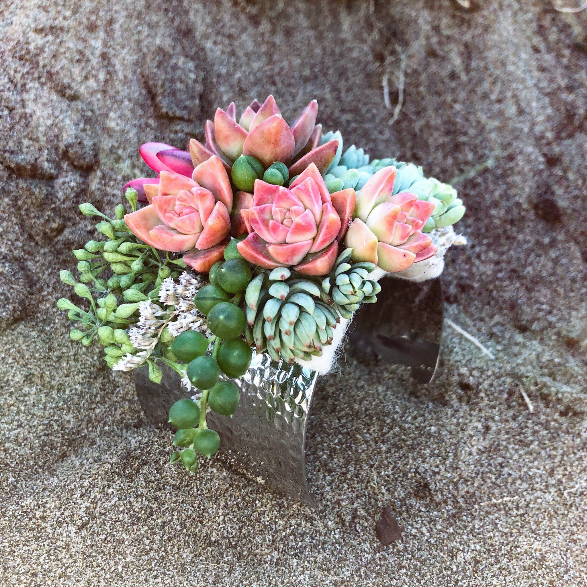 Succulent Bracelet Succulent Corsage Prom Wedding Etsy