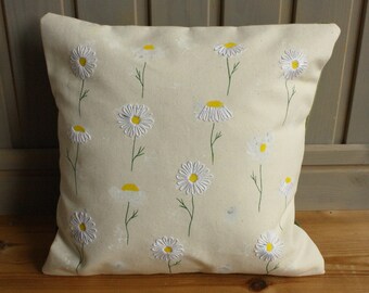 Fragrant Cushion with Duck Feather Inner, Hand Painted and Embroidered  - Chamomile Design