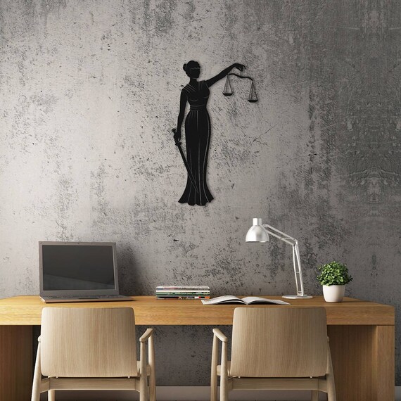 Metal Wall Art Lady Justice Themis Iv Design Unique Etsy