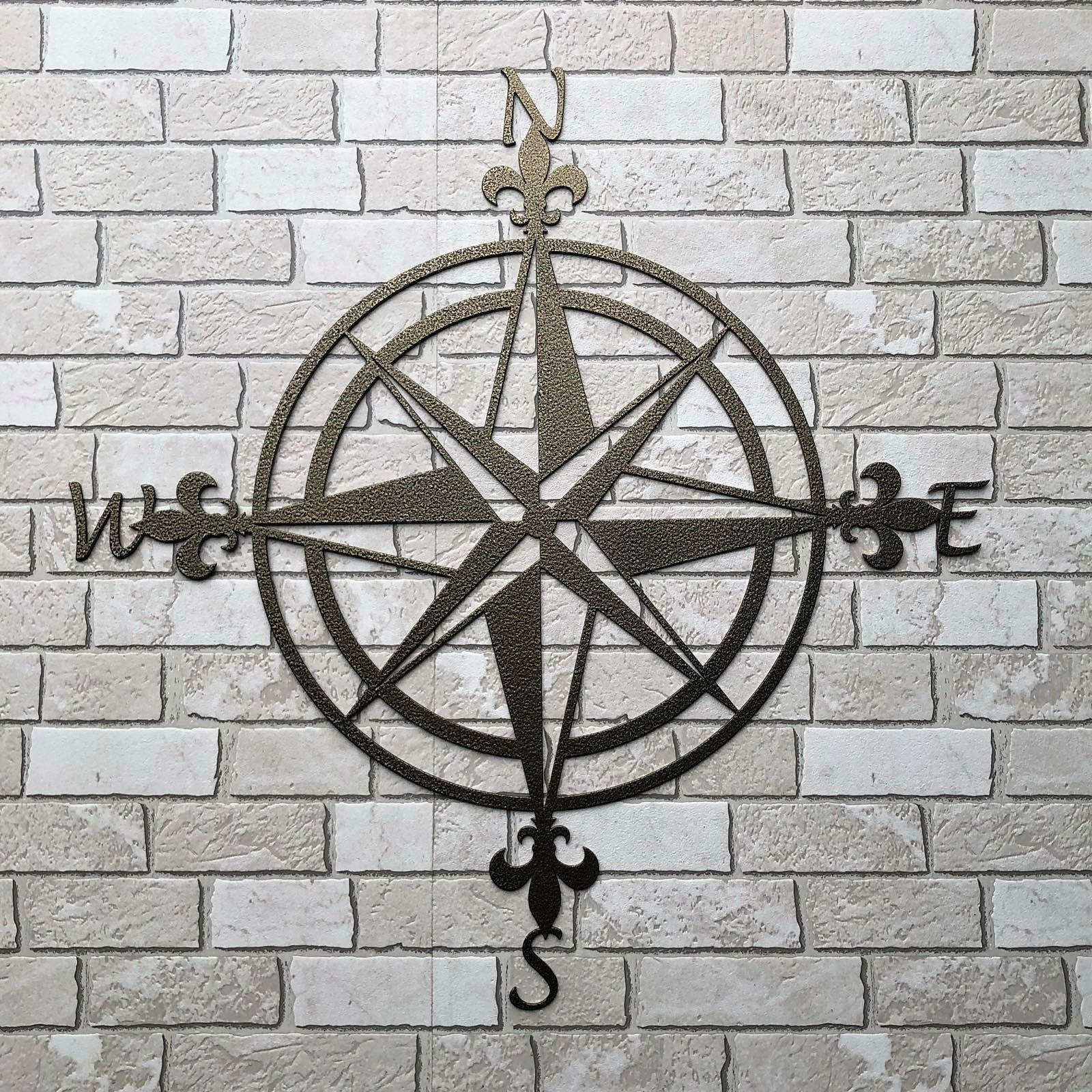 Metal Wall Art Compass Antique Brass Design/gold Metal Etsy