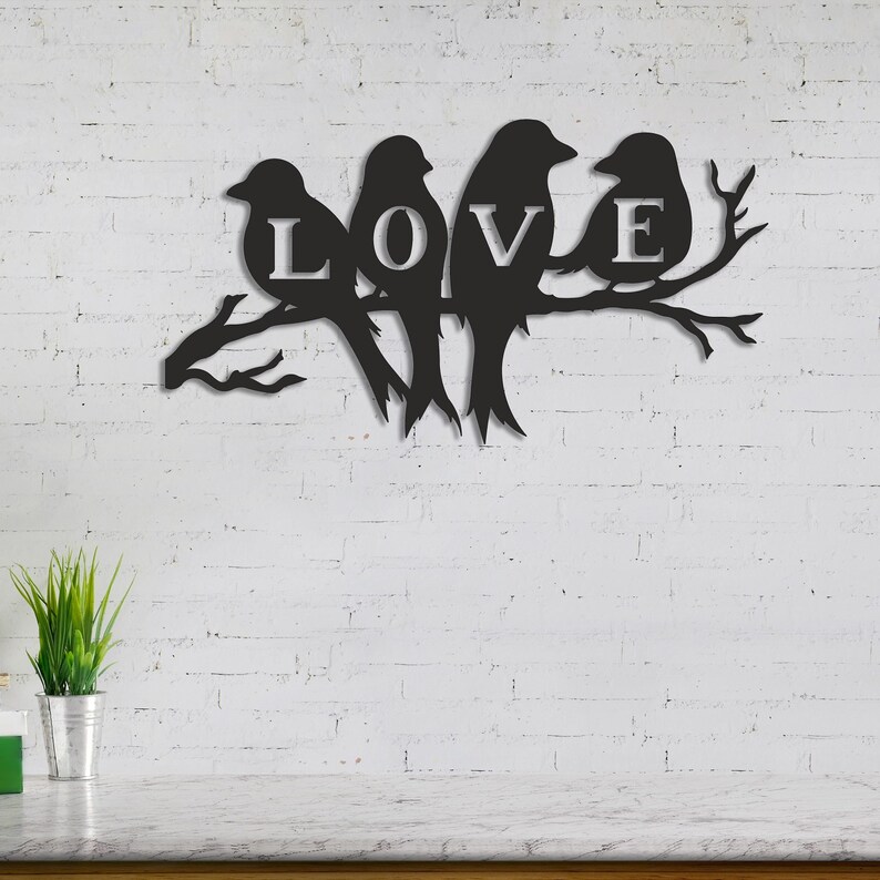 Metal Wall Art Love Birds Design/metal Art/wall Art/wall Etsy