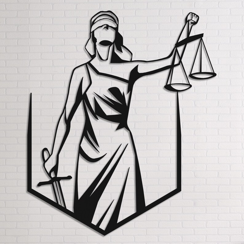 Lady Justice Themis Metal Wall Art,Lawyer Office, gift for lawyer, Free