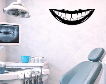 Dental Office Wall Art Stylized Smiling Teeth Metal Decor, Dentist Clinic Wall Art, Dental Office Gift, Modern Dental Decor