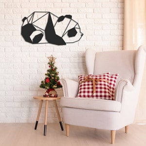 Geometric Baby Panda Metal Wall Art - Modern Nursery Decor, Stylized Panda,Metall Wandkunst Arte de pared de metal Arte da parete in metallo