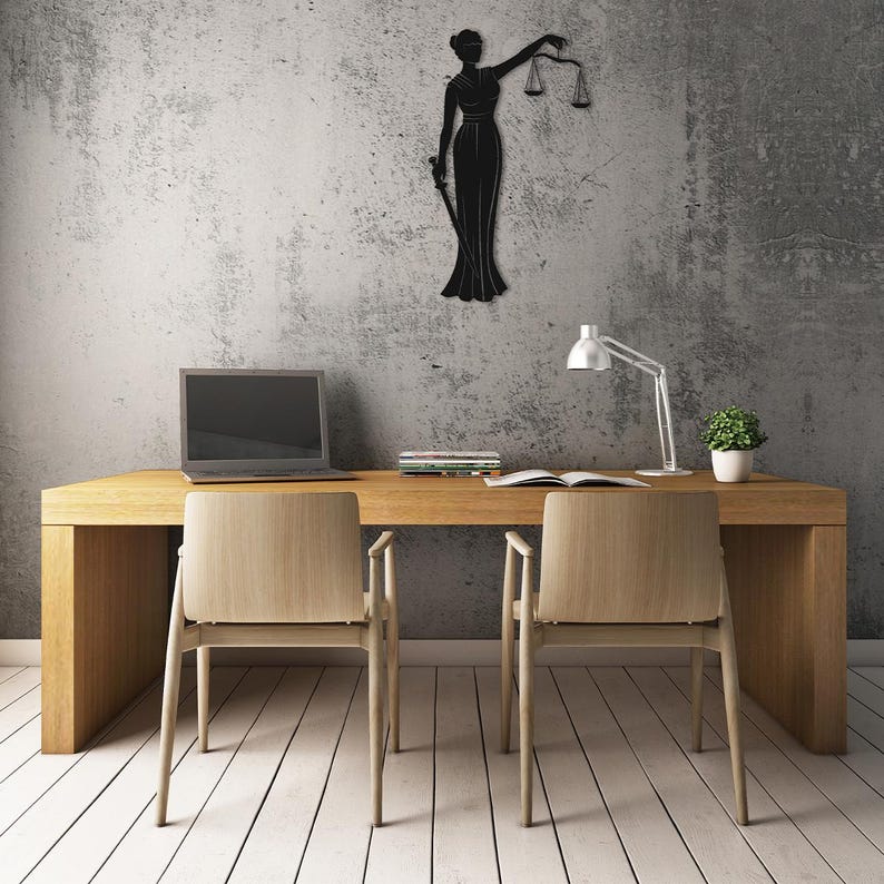 Lady Justice Themis Metal Wall Art Unframed,Lawyer Office, gift for