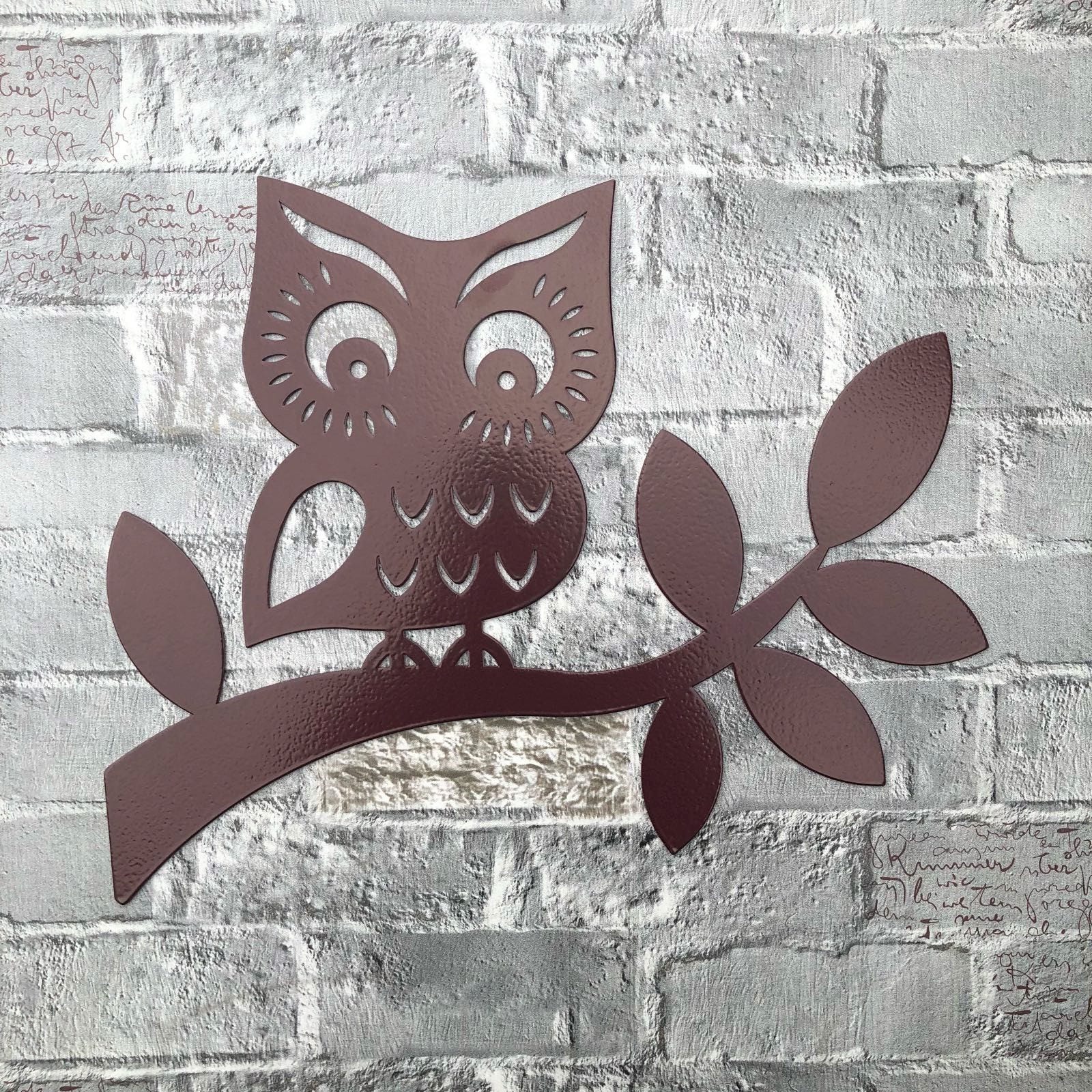 Metal Wall Art Owl on Tree Red Design/Metal Art/Wall Art/Wall Etsy