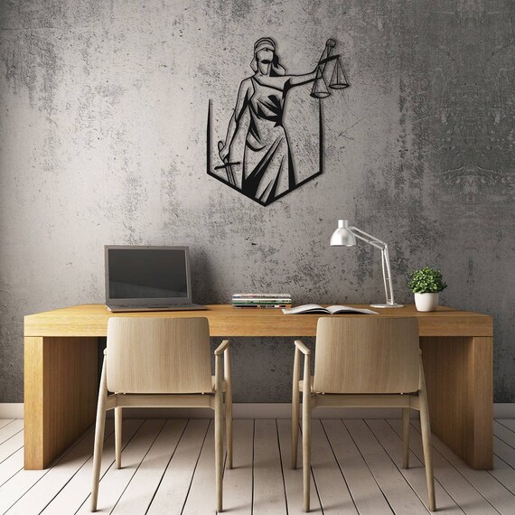 Metal Wall Art Lady Justice Themis Ii Design Unique Gift Lawyer Office Law Theme Accessories Free