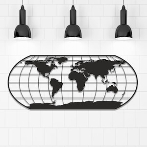 Contemporary World Map Metal Wall Art - Unique Globe Decor Piece,Office decor item,world poster, Cadeau pour avocat,Geschenk für Anwalt
