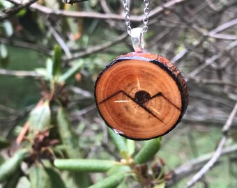 Wood Burned Pendant Necklace / Rosewood Necklace