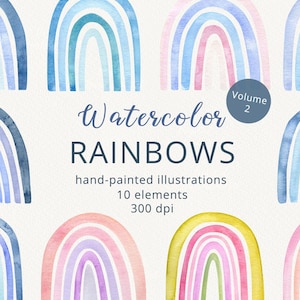 Clipart de aquarela bebê arco-íris. Decoração infantil para menino. Ilustração abstrata desenhada à mão. Arco-íris pastel rosa. Gráficos de chá de bebê