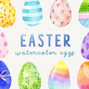 Clipart de huevos de Pascua, huevos pintados a mano en acuarela en png, cliaprt pastel de primavera para scrapbooking y fabricación de tarjetas