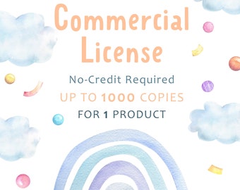 Commercial License for small business up to 1000 copies. One license applies for one item. Digital download printable clipart