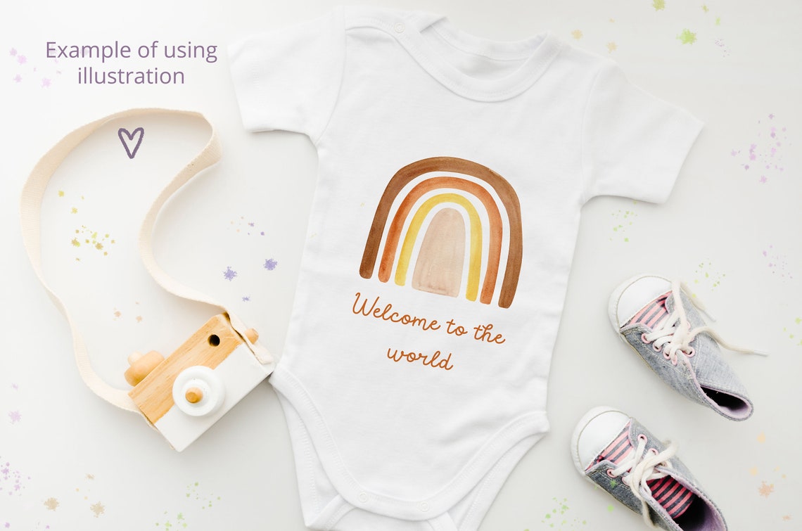 Pastel Rainbow Baby Shower Clipart Boho Rainbow Png Neutral | Etsy