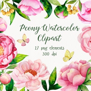 Pfingstrose Clipart, Pfingstrosen Aquarell Clipart, Pfingstrose HochzeitSeinladung, Pfingstrosen Frühling Aquarell, Korallen Blumen Clipart, Hochzeit Blumen Set