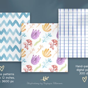 Ocean Seamless Patterns, Under the Sea Baby Shower Digital Paper ...