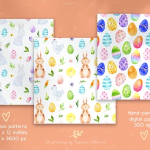 Easter Eggs Digital Paper, Spring Scrapbook Paper, Hand-drawn Easter ...