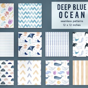 Ocean Seamless Patterns, Under the Sea Baby Shower Digital Paper ...