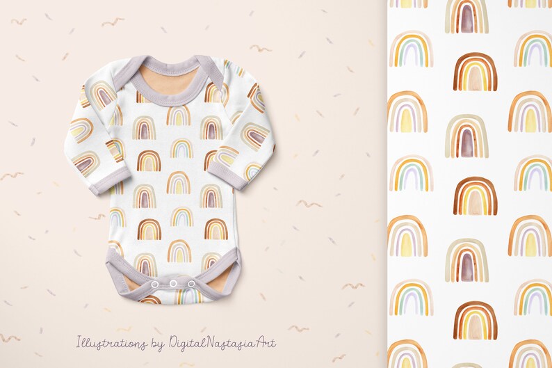 Pastel Rainbow Baby Shower Clipart Boho Rainbow Png Neutral | Etsy