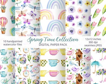 Peut inclure: Un pack de papier numérique avec 10 motifs aquarelle peints à la main. Les motifs comprennent des montgolfières, des papillons, des libellules, des arcs-en-ciel, des fleurs, des tasses à thé, des oiseaux, des nichoirs, des bicyclettes, des arrosoirs et des parapluies. Les motifs sont sans couture et mesurent 12x12 pouces. Le pack est de 300 dpi et au format JPEG.