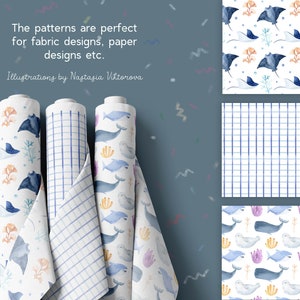 Ocean Seamless Patterns, Under the Sea Baby Shower Digital Paper ...
