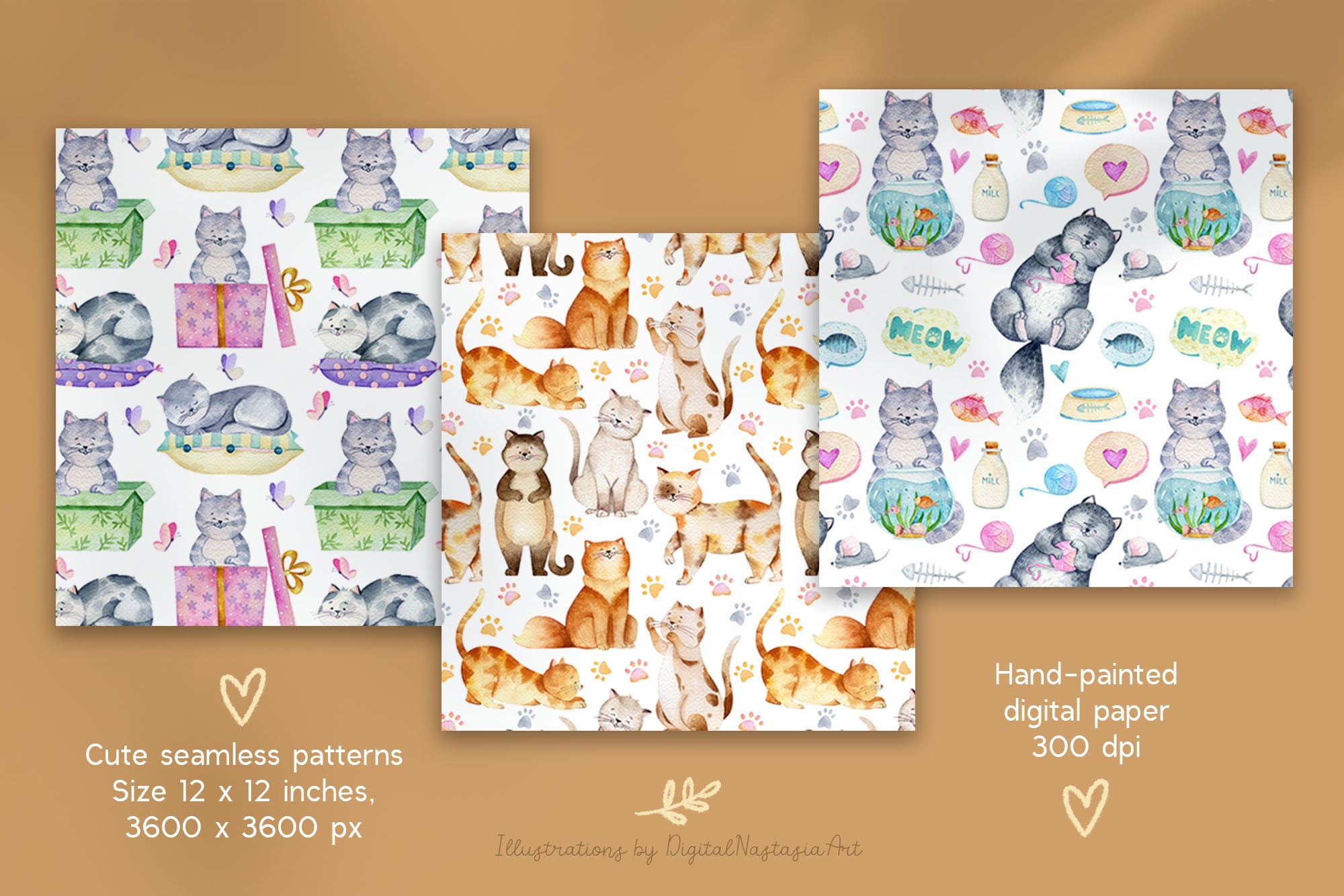 Cat digital paper. Kittens scrapbook paper. Cute kitty | Etsy