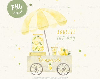 Lemonade Stand PNG Clipart: Summer Lemon Sublimation Design