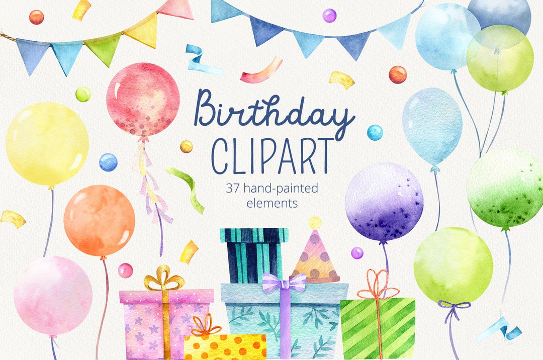 Happy Birthday Clipart, Colorful Confetti Balloon Clip Art, Baby Shower