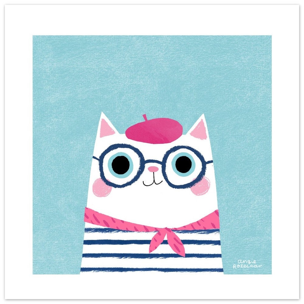 French Cat by Angie Rozelaar Premium Paper Cat Art Print - Etsy