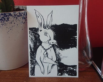 Rabbit Foot - Screenprint Postcard - Vegan Horror Halloween Illustration