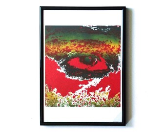 Abstract Eye Poster - Handmade Silkscreen Print - A4 Recycled Paper - Original Limited Edition Print