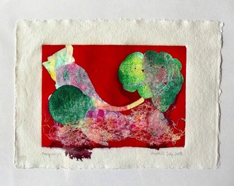 Handmade Abstract Colourful Monotype - Original One-Off Print - on High Quality A4 Cotton Paper