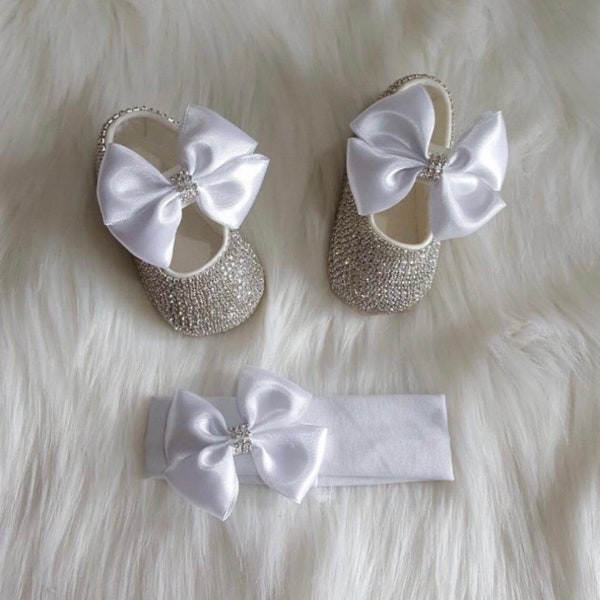 Baby Girl Baptism Shoes - Baby Girl Christening Shoes - Baby Girl Baptism Shoes - Baby Girl Personalized Crib Shoes