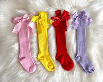 Baby Girl Knee High Socks - Baby Spring Summer Knee High Socks - Baby Bow Knee High Socks