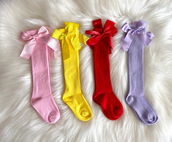 Baby Girl Knee High Socks - Baby Spring Summer Knee High Socks - Baby Bow Knee High Socks