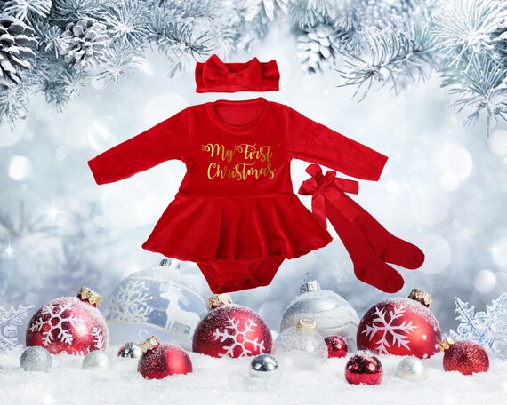 Red velvet cheap infant christmas dress