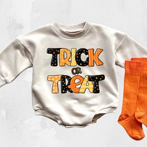 Baby Bubble Romper Halloween Baby Halloween Outfit Sweatshirt Romper 1st Halloween Outfit Toddler Halloween Trick or Treat Sweatshirt