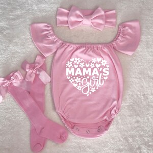 Baby Girl Pink Valentines day Romper - Baby Girl Personalized Romper - Baby Girl Mama&#39;s Girl Romper