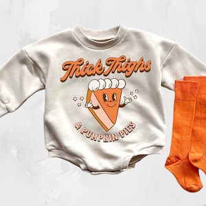 Baby Bubble Romper Thanksgiving Baby Girl Thanksgiving Outfit Sweatshirt Romper 1st Thanksgiving Outfit Toddler Thick Thighs Pumpkin Pies