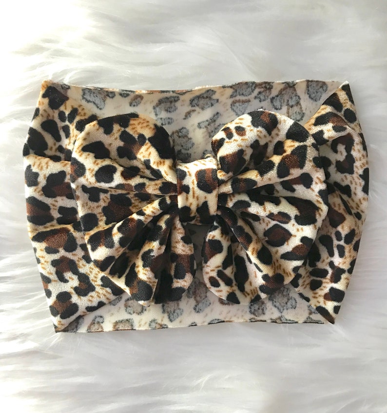 Baby Girl Leopard Headband Baby Girl Big Bow Headwrap Baby Etsy