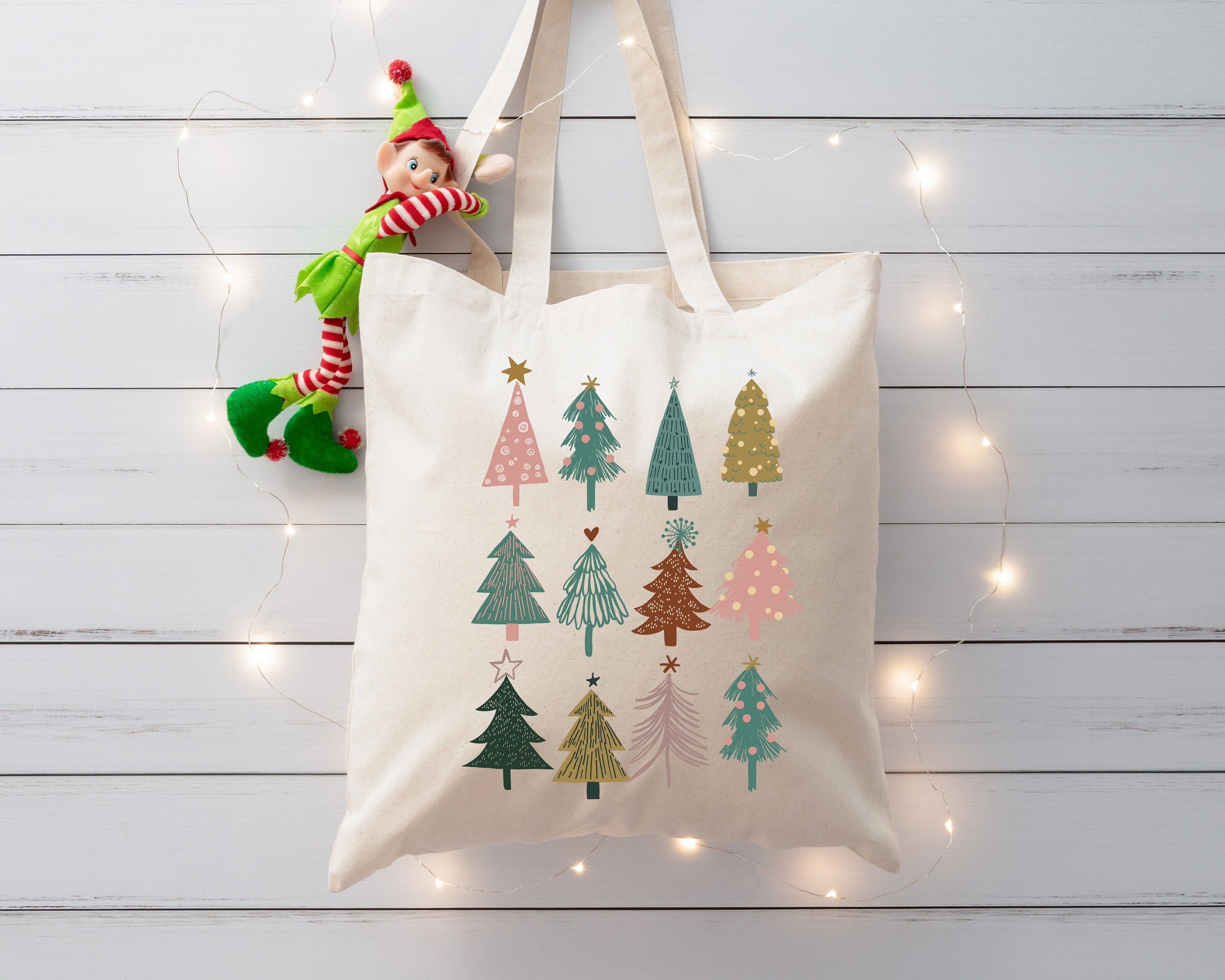Personalized Christmas Tote Bags Custom Xmas Noel Totes Bag Gifts Customized Tree Reusable Bags Etsy