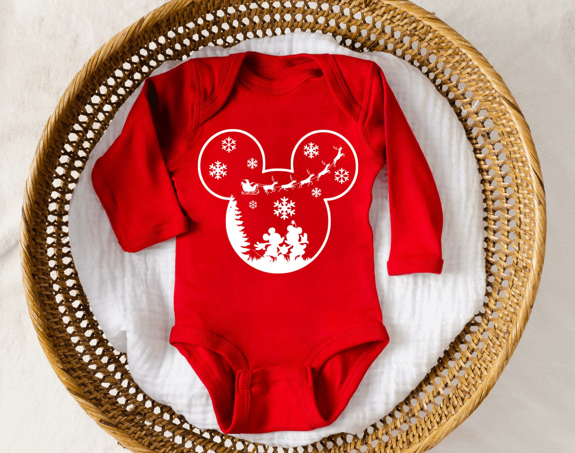 Disney Christmas Onesie Mickey Mouse Christmas Onesie Etsy