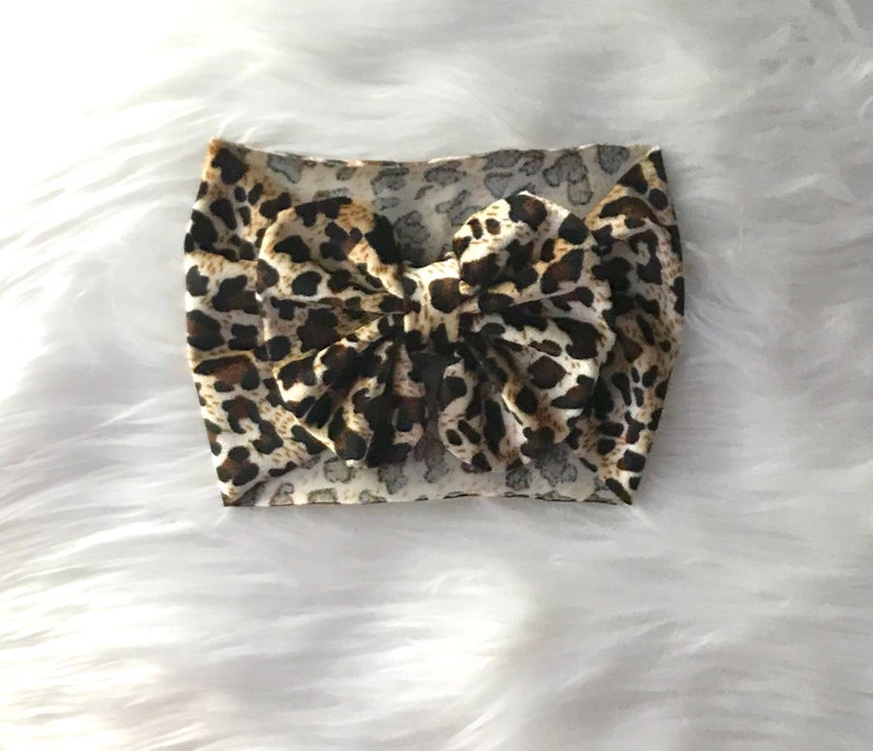 Baby Girl Leopard Headband Baby Girl Big Bow Headwrap Baby Etsy
