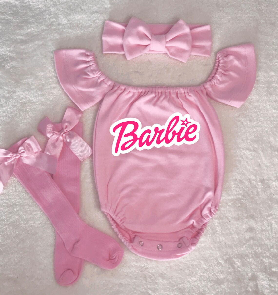 Baby Girl Barbie Romper Baby Girl Pink Romper Baby Girl Etsy