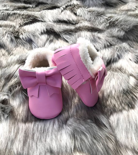 baby girl pink moccasins