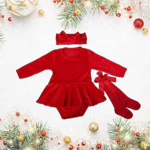 baby girl red velvet christmas dresses