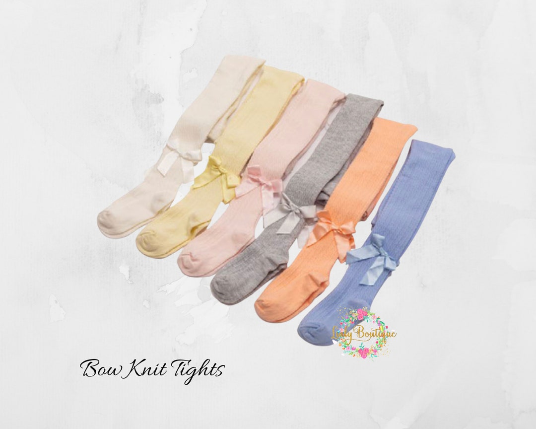 Baby Girl Easter Knit Bow Tights Baby Spring Stockings With Bows